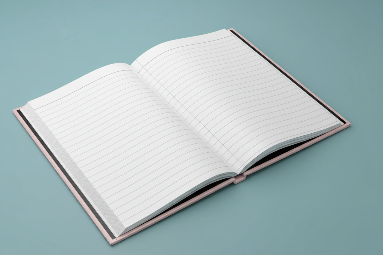 journal Book cover open 'Keepin My Mental Healthy' on a dusty cover. on teal background by motivated vision